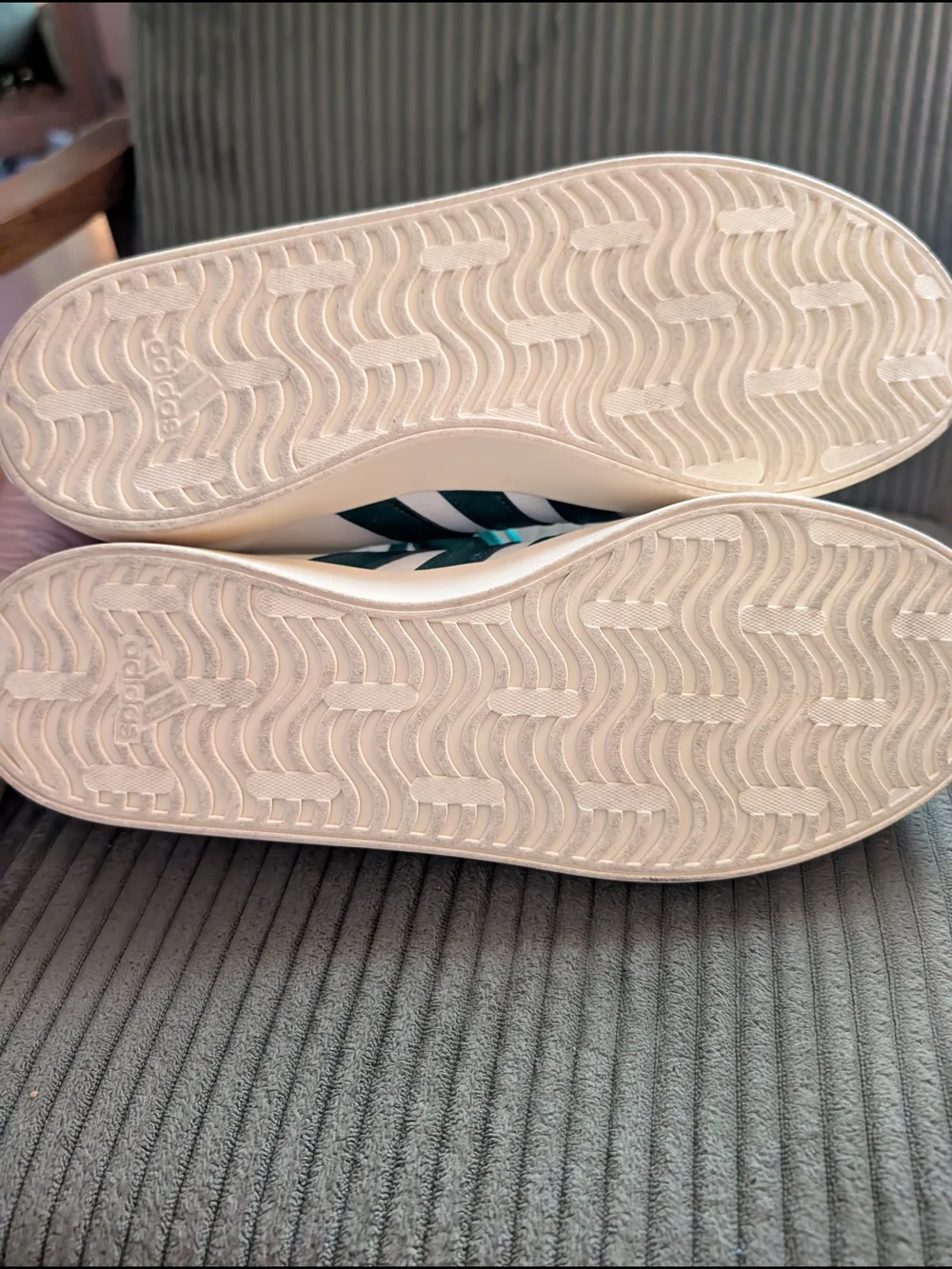 adidas Men’s White Sneakers with green Accents